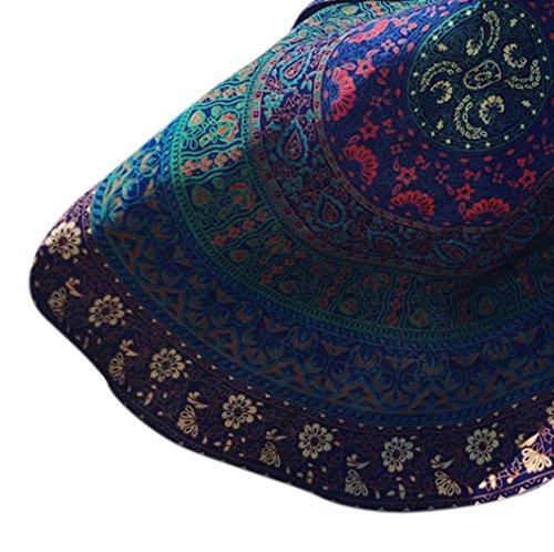 Ularma 150cm Schönes Vintage Aufdruck Chiffon Runde Strandtuch Hippie Wandteppich Picknick Strandmatte Umschlagtuch (Blau) - 2