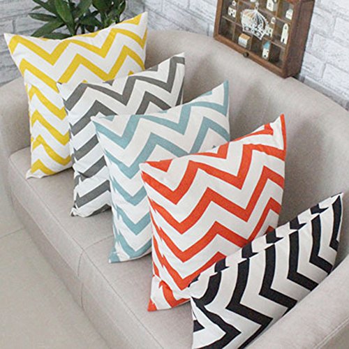 Weich Zickzack Dekokissen Kissenbezug Kissenhülle 45 x 45cm für Dekor Hause Zimmer Sofa Auto (Gelb) - 3