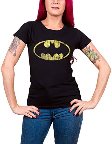 Batman T Shirt Classic Distressed Logo Official DC Comics Womens Skinny Fit 12