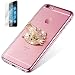 Produktbild Utra-Thin iphone 6s Plus Hülle Silikon Transparent,Iphone 6 Plus Hülle,3D Glitzer Strass ISENPENK® Schutzhülle TPU Case Schutzhülle Silikon Crystal Kirstall Clear Case Durchsichtig Weichem Silikon Handy Gürtel Tasche Muster Pour Apple Iphone 6/6S Plus 5.5 Zoll–[ Diament Katze ring Golden] Mit Panzerglas Folie