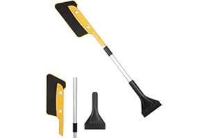 Kwak's skrobaczka do lodu na przednią szybę zdejmowany odśnieżacz szczotka EVA włosy ABS łopatka do śniegu do samochodu furgonetek SUV z czarną torbą do przechowywania - 64 * 12,5 * 11,5 cm