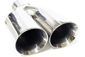 CARJOY Double Dual Twin Exhaust Tip Trim Car End Pipe Tail Sport Muffler Stainless Steel Chrome Universal