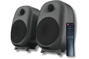 Belson Altavoces 2.0 Activos Bookshelf Ultimate 4 | Bluetooth 5.0 | 80W de Potencia RMS | Volumen Ajustable Agudos y Graves | Conexiones RCA | Entrada óptica | Coaxial | DSP.