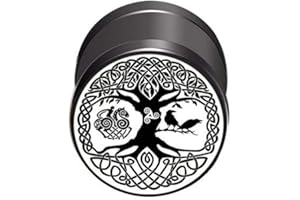 BlackAmazement Pendiente falso de acero inoxidable 316L de Yggdrasil, árbol de la vida, cuervo, trisquel, celtas, vikingo, 10 mm, negro, blanco, hombre y mujer