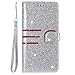 Produktbild Miagon Silber Hülle für Samsung Galaxy A50 Glitzer Wallet Case Bling Handy Tasche Flip PU Leder Brieftasche Handyhülle mit Kreditkarten Kartenfach Standfunktion