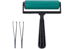 SSIYIYA Rubber Brayer Rollers for Crafts, Diamond Drawing Painting Roller with 2Tweezers, Ink Roller for Ink Oil Painting Printmaking Block Printing Ink Paint Stamping and Crafts(Green)