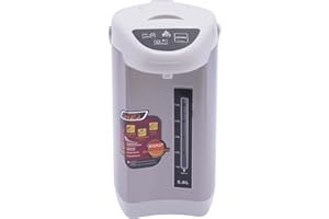 MINRS Thermopot - 4 L en Acier Inoxydable - Double Paroi - Fonction Maintien au Chaud - Distributeur d'Eau - Bouilloire à Vin - Pour Réchauffer - Gris