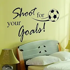 Decals Design Quote Sports Football Shoot for Your Goals Wall Sticker (PVC Vinyl, 60 cm x 45 cm x 1 cm, Black)