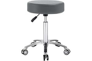 Antlu Sgabello regolabile con rotelle per lavoro cucina salone, ergonomico sgabello girevole (grigio)
