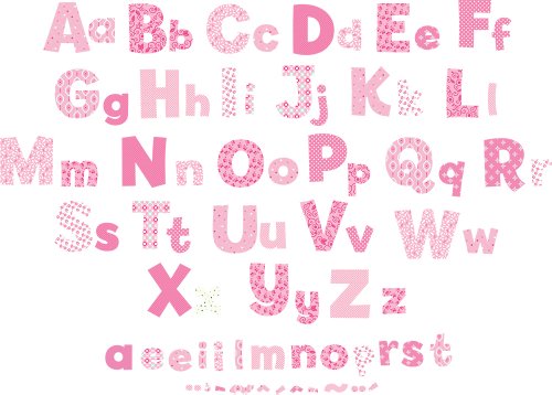 FunToSee Girl's Alphabet Nursery Wall Stickers (Pink)