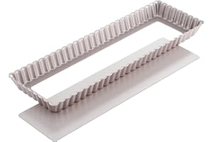 CHEFMADE Rectangle Moule À Tarte, Quiche Oblong antiadhésive avec fond amovible, 14pouces, ustensiles de cuisson pour la cuisson au four(or Champagne)