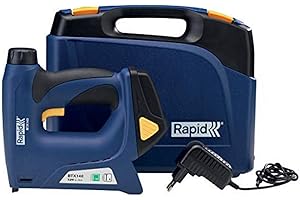 Rapid BTX140 Graffatrice Elettrica con Batteria da 1300 Colpi per Carica, Compatibile con Graffette n.140 e Chiodi n.8, Potenza Regolabile, Adatta a Fissare su Legno Altri Materiali Sottili (5001387)