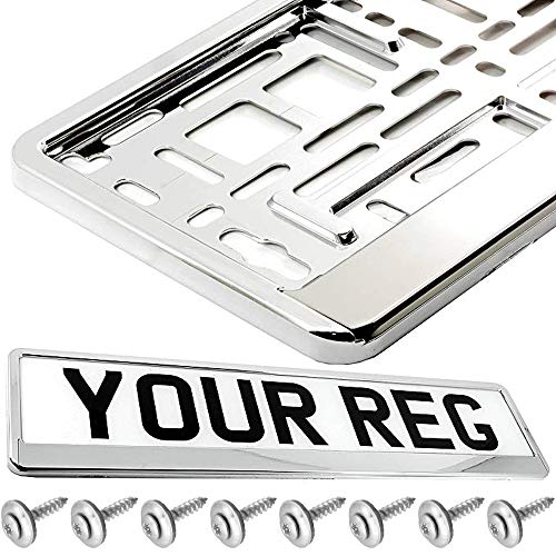 TEILE-24.EU Malinowski 2 x chrome number plate holder including mounting screws with washers, assembly instructions (English language not guaranteed) and protective car licence case.