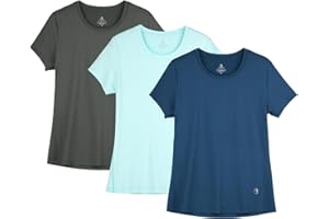 icyzone Donna Maglietta da Sportivo Ampia con Scollo Tondo Corsa Fitness T-Shirt Pacco da 3