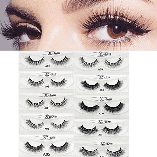 Blue Vessel 1 paar Künstliche 3D Dicke Wimpern Falsche Wimpern Verlängerung Handgefertigt (19) - 3