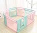 Produktbild 8 Panel Kunststoff Baby Laufstall Mit Aktivität Panel Faltbare Baby Kinder Spielen Pens Raumteiler Lernspielzeug, 158 * 150 cm, (4 runde panel + 3 Gerade panel + 1 tür) (Farbe : Pink+blue)