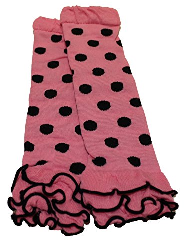 Baby Girls Toddlers Polka Dot Frilly Leg Warmers (Pink Black)