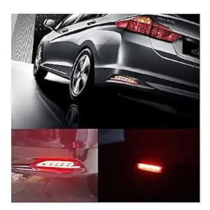 PRIKNIK Car Rear/Back Reflector LED Brake Light Bumper DRL Compatible with Honda City 2014-2016 with Wiring - (Red) - Set of 2 Pcs