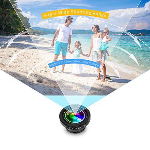 AFAITH Kit per obiettivi Smartphone, telecomando Bluetooth + mini treppiedi + occhiali da pesca + obiettivo grandangolare + macro + obiettivo telecamera 2X per iPhone 7 / 6S / 6 - PA073