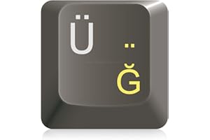 ‎KEYSTICKERS Keystickers® | Türkische Aufkleber für PC/Laptop & Notebook Tastaturen 11x13mm, transparent mit mattem Schutzlack, Farbe GELB | Klavye için Türk harfleri | Turkish Keyboard Stickers