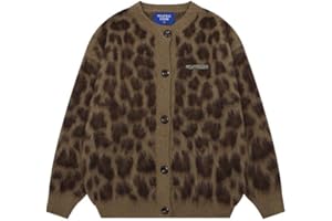Aelfric Eden Kardigan damski z nadrukiem w panterkę, kardigan, sweter z guzikami, kardigan na jesień i zimę, casualowy, sweter z dzianiny z otwartym przodem
