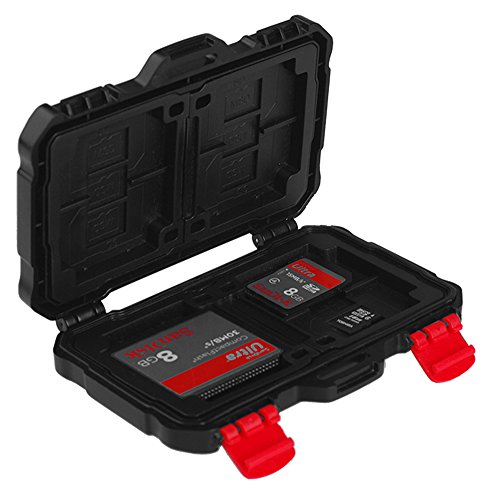 flashwoife Turtle-SD8MSD12CF4S spritzwassergeschütze Speicherkarten Schutzbox für 8 Stück SDHC und 12 Stück MicroSD und 4 CF Cards Case in schwarz mit schwarzem Inlay