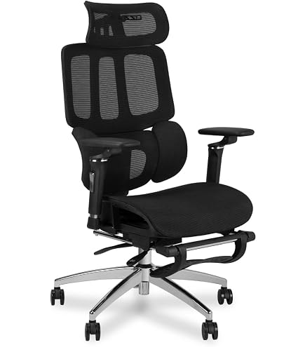 Chaise De Bureau Ergonomique MUSSO V900 - Dossier Réglable 3 Niveaux, Accoudoirs 4D, Appui-tête, Dossier Maille Haute - 9