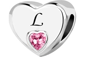KunBead Jewelry Initial A-Z Letter Love Pink Heart Alphabet Bead Charms Compatible with Pandora Charm Bracelets for Women