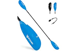 Abahub Pagaia per Kayak Regolabile da 240 cm a 260 cm Pagaia da Pesca in Alluminio Doppia Pagaia con Guinzaglio per Kayak Pesca Gambo in Lega di Alluminio Lame in Plastica