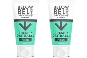 BELOW THE BELT GROOMING Pielęgnacja Below The Belt Fresh & Dry Ball, Dezodorant Intymny i Krem Przeciw Trądzikowi dla Mężczyzn, Ochrona przed Potem, Zapachem i Otarciem, Świeży Zapach, 2 x 75ml