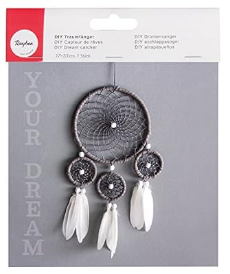 RAYHER HOBBY Kit DreamCatcher Attrape-rêves -17x33cm - blanc/gris - Rayher