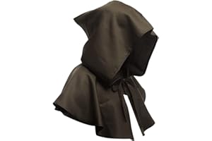 XINCHIUK Unisex Medieval Cowl Hat, Hood Gothic Cape Cloak Cowl Vintage Friar Costume Medieval Cloak Women Mens Medieval Cape Hooded Robe Cloak Men Wizard Cloak Witch Cape Adult Vampire Death Devil Cloak