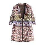 iHENGH Vorweihnachtliche Karnevalsaktion Damen Herbst Winter Bequem Lässig Mode Frauen Winter warm Outwear Button Floral Print Tasche Vintage Übergröße Mantel