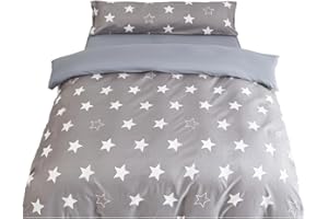 KUMY Juego de Funda Nórdica 3 Piezas - Funda Nórdica - Sábana Bajera – Funda de Almohada- Suave y Transpirable (Cama 150-240x220cm + 150x190/200 + 45x160cm, Star)