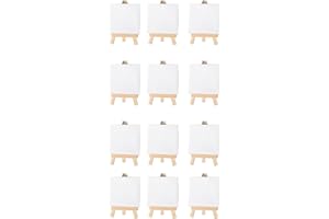 Hausdec, 3 x 3 mini tele e 5 mini cavalletti, set per pittura – Il set include: 12 mini tele e 12 mini cavalletto