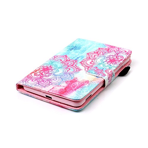 Für Samsung Galaxy Tab 4 7.0 Zoll SM-T230 Leder Tasche Hülle,Für Samsung Galaxy Tab 4 7.0 Zoll SM-T230 Leichter Wallet Kickstand Hülle,Herzzer Mode Hübsch [Feurige Blumen Gedruckt] Shockproof Kratzfest PU leder Mappen Geldbeutel Folio Abdeckung mit Karte Bargeld Schlitz Weiche TPU Innere Kasten Hülle Case für Samsung Galaxy Tab 4 7.0 Zoll SM-T230 + 1 x Frei Rosa Handy Halterung Ständer + 1 x Frei Rosa Stift Stylus - 5
