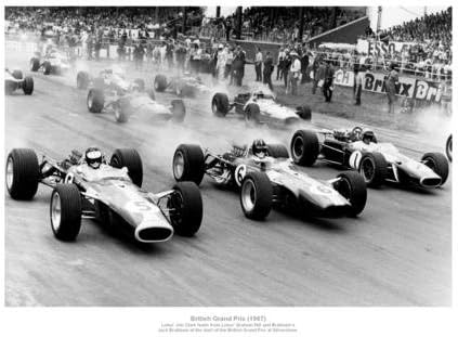 Jim Clark, Graham Hill &amp; Jack Brabham 1967 British Grand Prix Photo Memorabilia