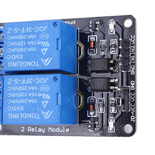RingSun 2 Kanäle 5V Relais Modul Relaiskarte Relay Shield Module Brett AC 250V/10A, DC 30V/10A; SRD-05VDC-SL-C - 3