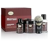 The 4 Elements Of The Perfect Shave - Sandalwood (New Packaging) (Pre Shave Oil + Shave Crm + A/S Balm + Brush) - 4pcs