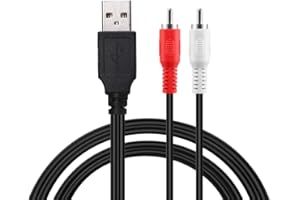 Duttek 1,5 m USB 2.0 męski na 2 RCA męski konwerter wideo AV A/V przetwornica karty audio rozdzielacz adapter do telewizorów/Mac/PC (USB 2.0 męski na RCA męski)
