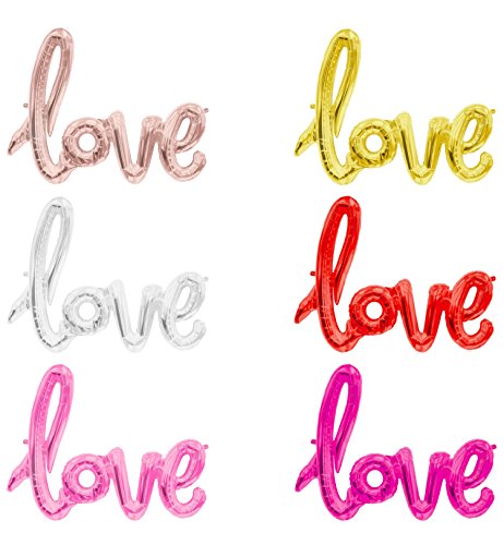 love-Schriftzug Luftballon in Rosegold/Pink/Gold/Silber/Rot – XXL Folienballon als Hochzeit Dekoration, Party Geschenk, Fotorequisite oder Liebes-Überraschung - 2