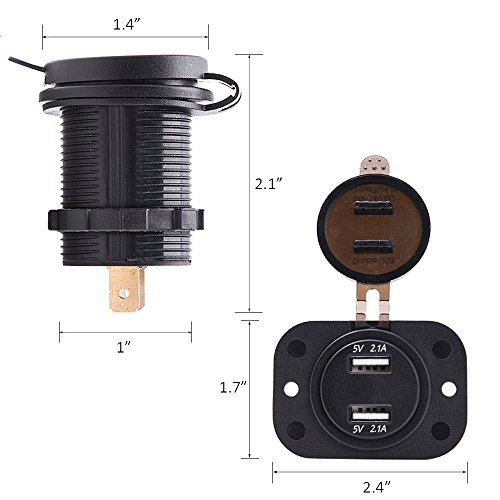 MICTUNING 12-24V LED Digital Voltmeter mit Dual USB Ladegerät Auto 4.2A Steckdose Voltmeter für Fahrzeug Motorrad Boot Blau - 5