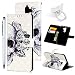 Produktbild idlehour Nokia 7 Plus Handyhülle Flip Case, PU Leder Schutzhülle Bookstyle Ständer Kartensätze Handytasche with Touchstift Stylus und Ringschnalle,Grau Skull