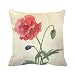 Produktbild okoukiu Baumwolle rot Poppy Square dekorativer Überwurf-Kissenbezug 40,6 x 40,6 cm