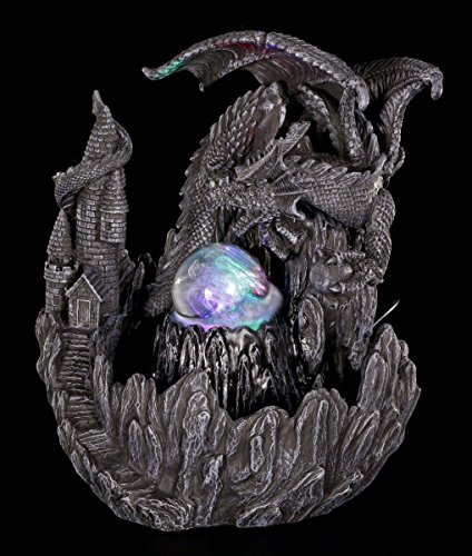 Drachen Brunnen mit LED – Figur Zimmerbrunnen Gothic - 2