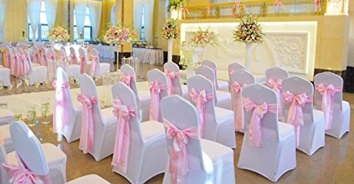 Cusfull 10 Stück Stuhlhussen Stretch Spandex Stuhlüberzug Polyester Universell Hussen für Hochzeit Esszimmer Restaurant – Weiß - 8