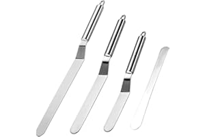 Vinabo Juego de 4 Espátulas Angulares para Tartas – Espátulas de Glaseado de Acero Inoxidable, Espátula para Decoración de Pasteles para Glaseado de Pasteles, Magdalenas y Pasteles