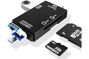 AMZFUK Lettore Schede SD/Micro SD, Tipo C e Micro USB 2.0 per TF/SDHC/SDXC/MS/MSXC/MMC,6in1 TF/USB-C Adattatore Portatile per Computer