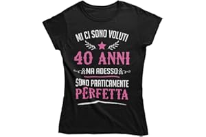 Vulfire Maglietta Donna 40 Anni, Mi Ci Sono Voluti 40 Anni ma Adesso Sono Perfetta, Idea Regalo Originale Compleanno quarant'anni, T-Shirt Stampa Divertente età Quaranta