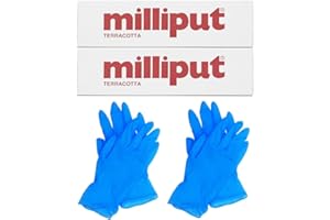 Zopper Milliput Lot de 2 mastics époxy en terre cuite avec deux paires de gants Solution de réparation fiable pour applications sous-marines Carreaux de carrière à l'intérieur et à l'extérieur